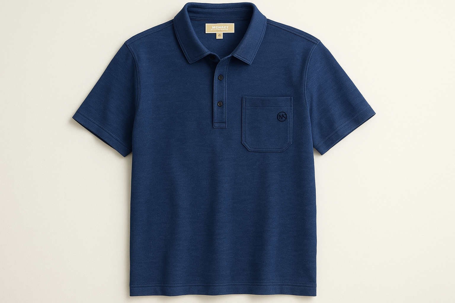 Polo extendido con logo en bolsillo