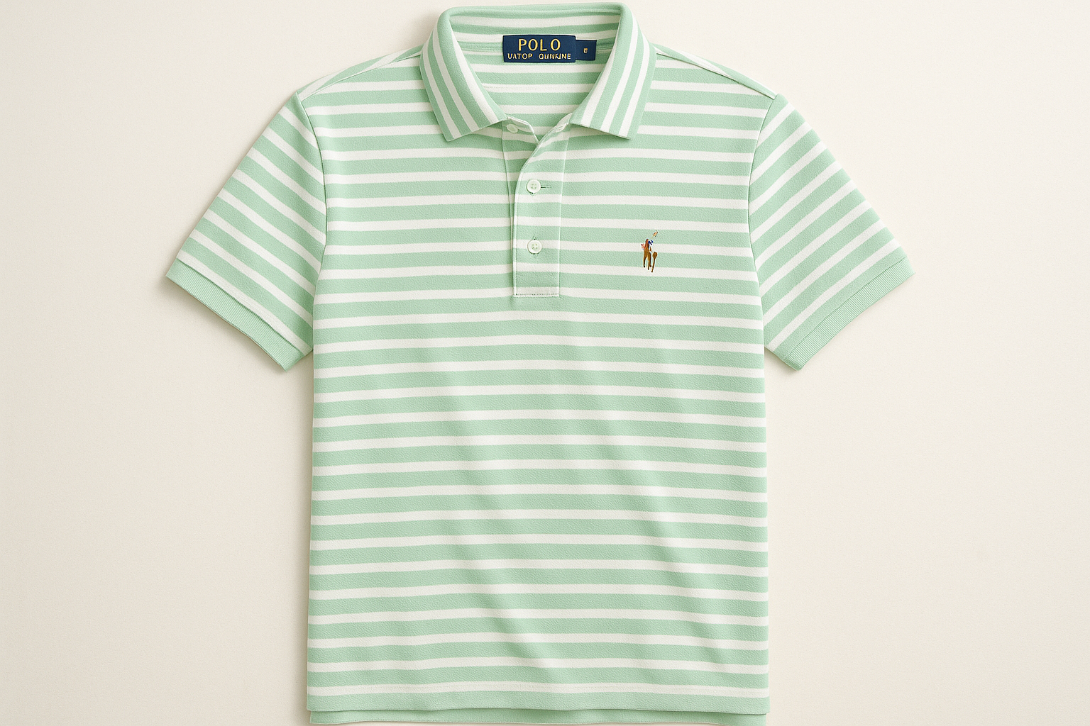 Polo extendido con rayas verdes gruesas