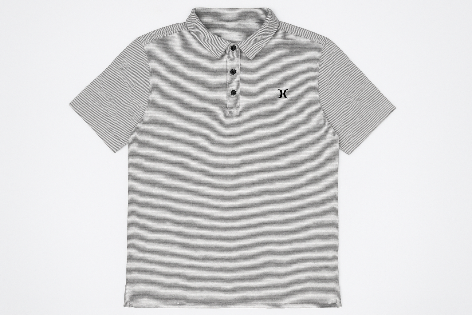 Polo Hurley gris rayada - Vista frontal plana