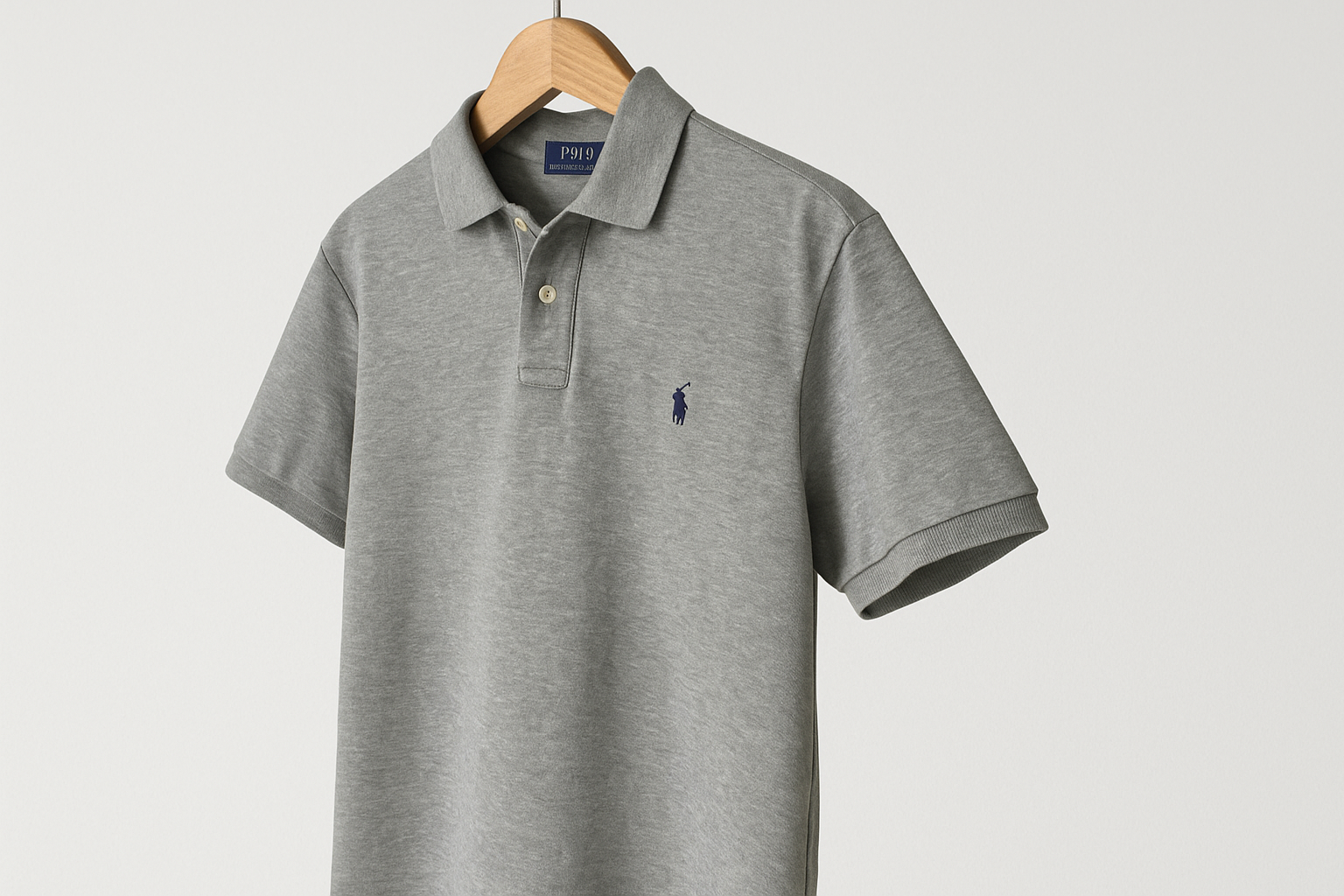 Polo Ralph Lauren gris jaspeada - Colgada en percha