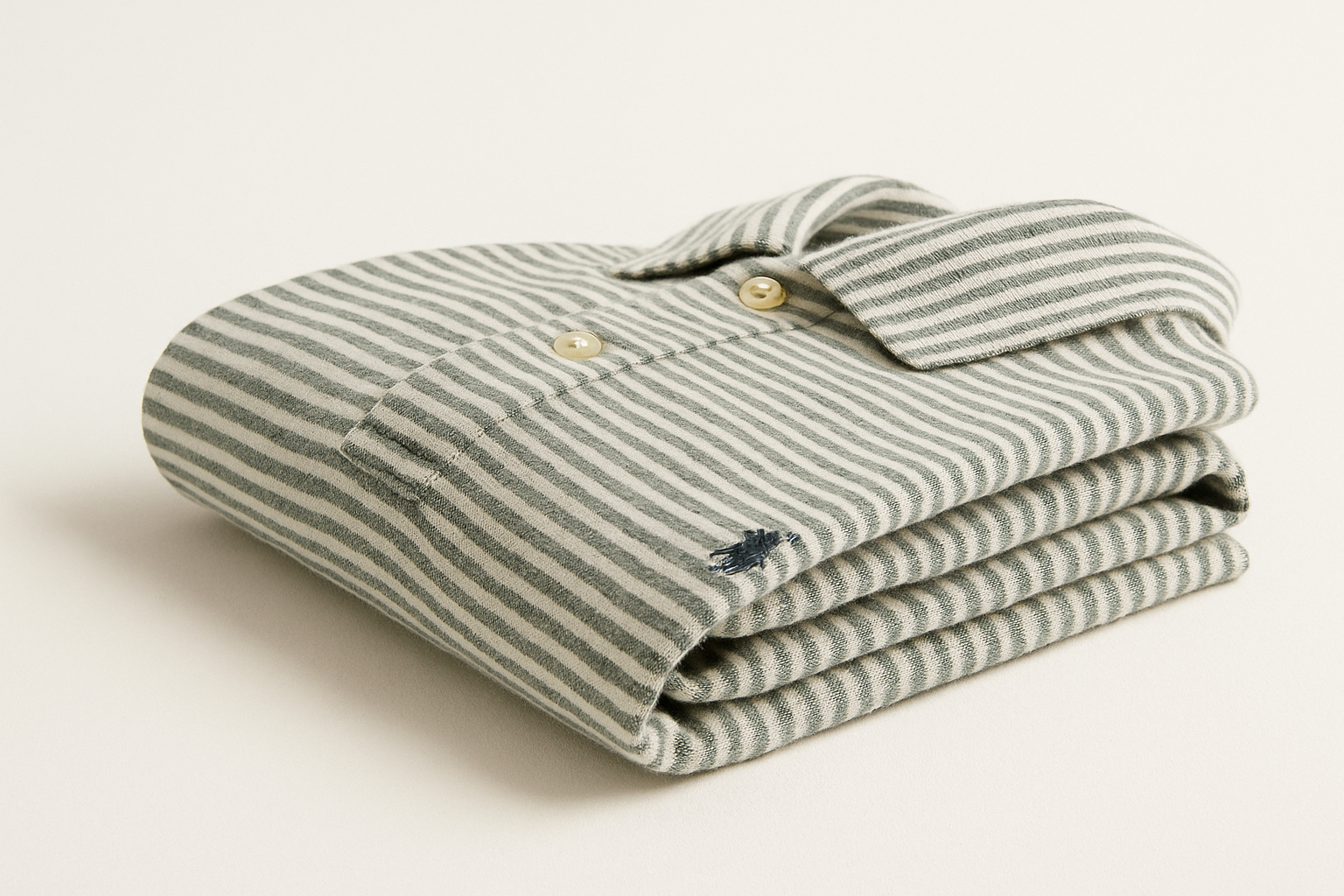 Polo rayado doblado vista lateral