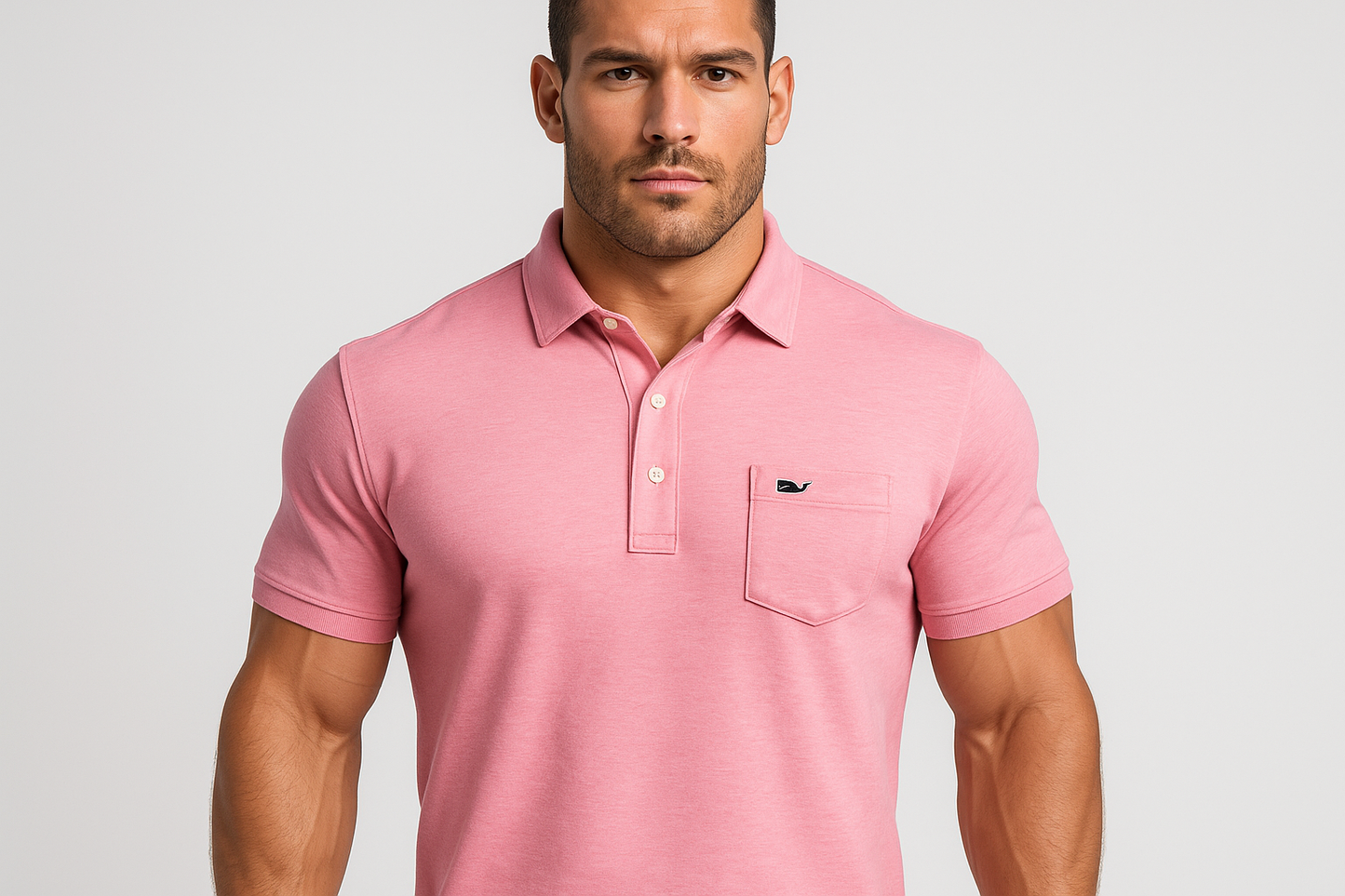 Polo rosa con modelo atlético