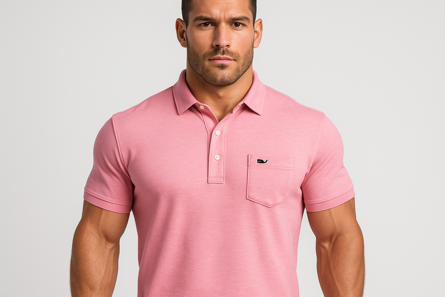Polo rosa con modelo atlético