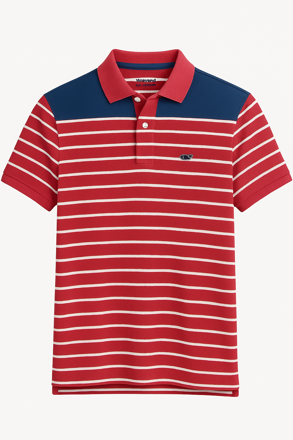 Polo Vineyard Vines rojo con rayas estilo ghost mannequin