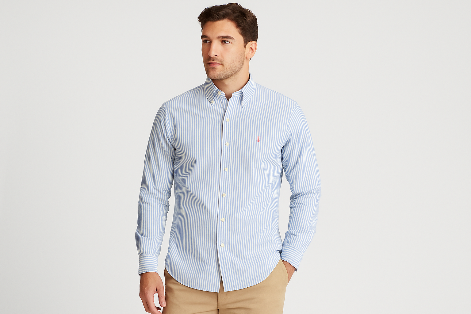 Pose casual elegante - modelo, rayas menos delgadas