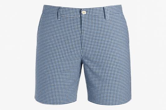 Short a cuadros azul marino ghost mannequin
