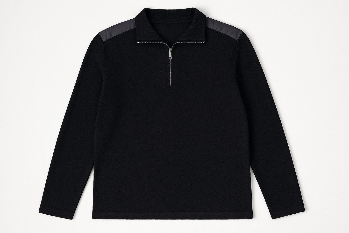 Sudadera negra con detalles nylon - Vista frontal plana