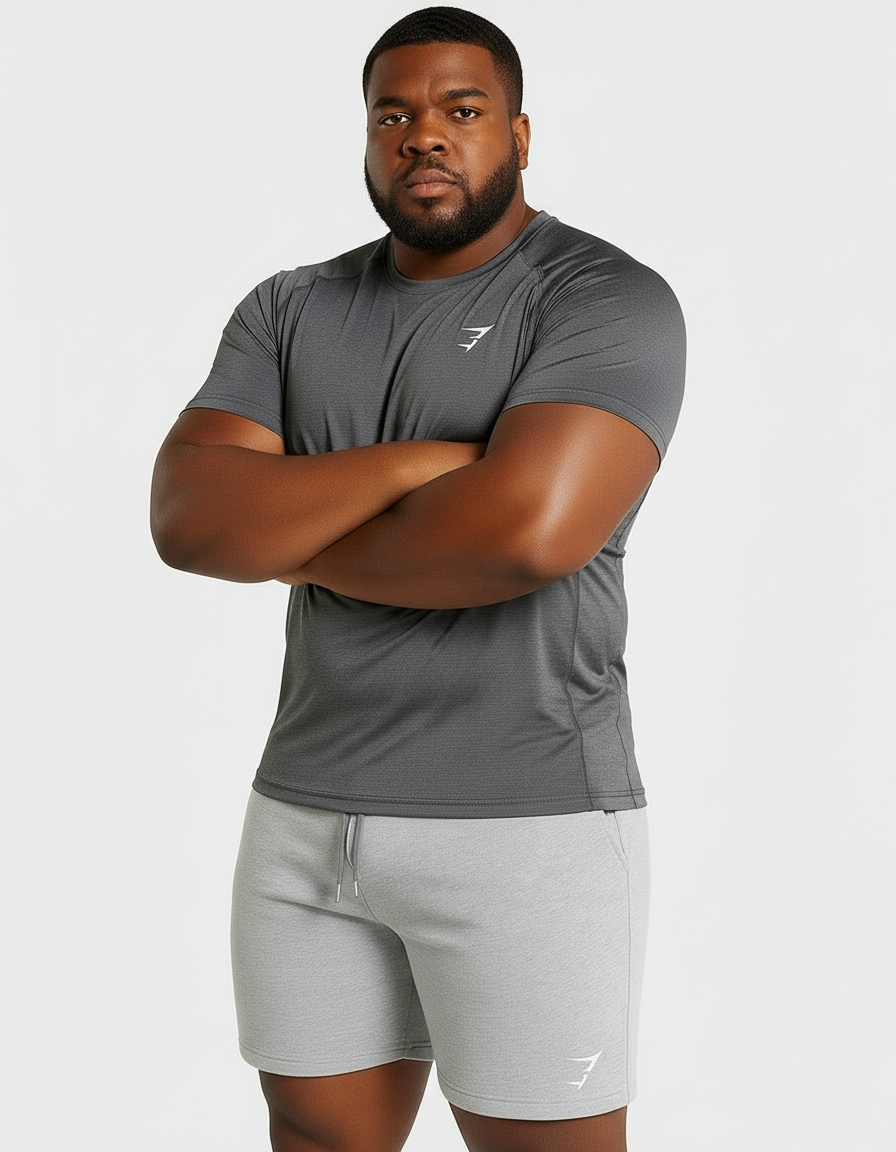 Short Lounge Gymshark 🏋🏼‍♂️ color gris y logo en blanco Talla XL