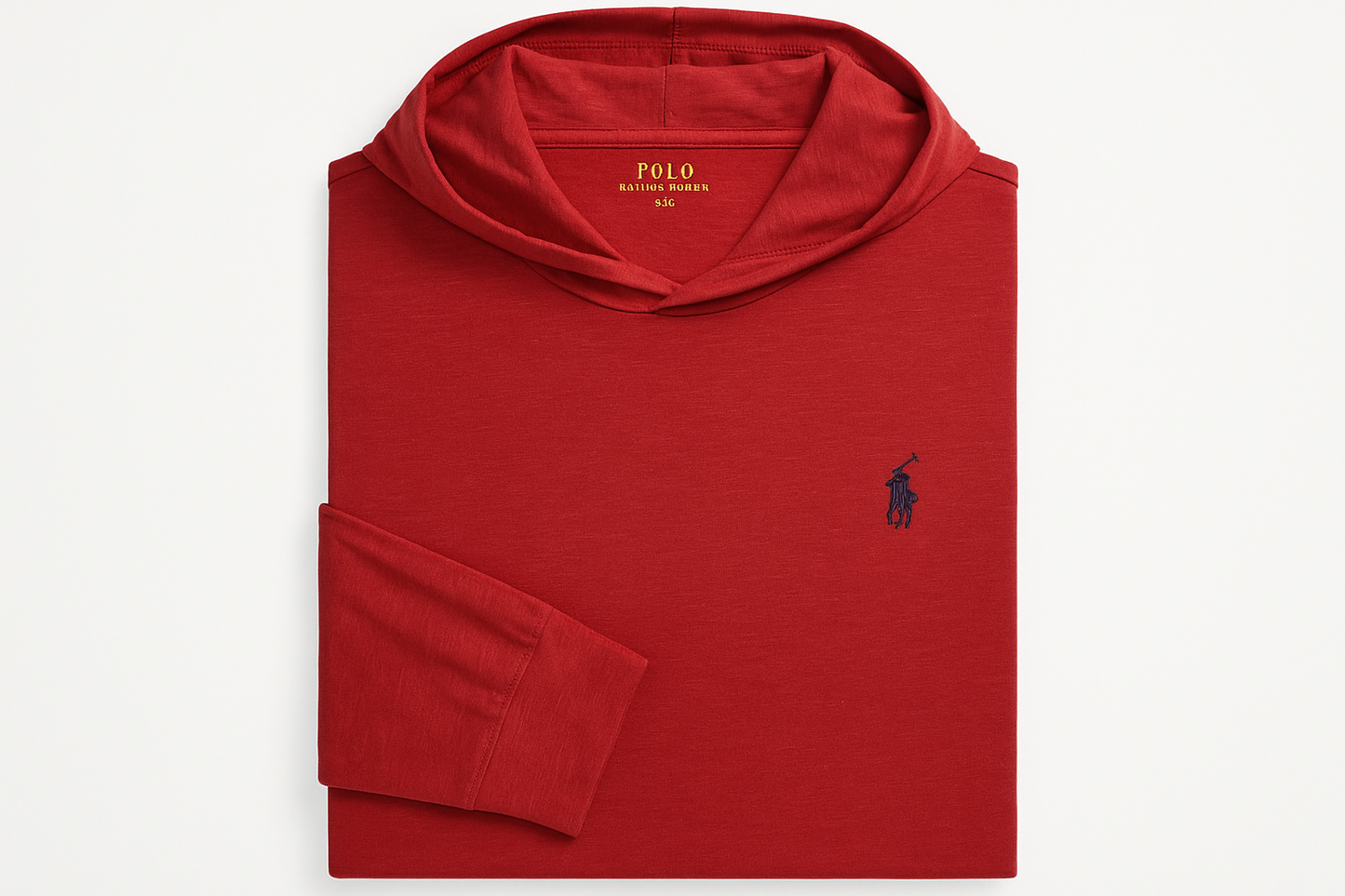 Vista doblada de la camiseta con capucha