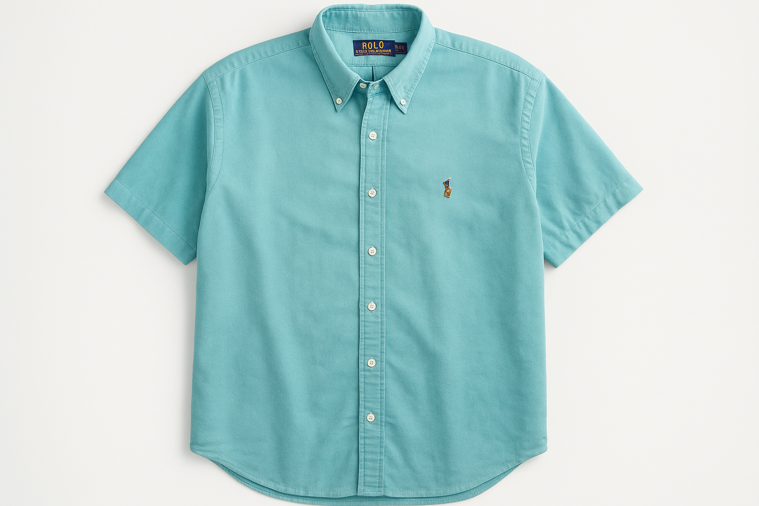Vista frontal camisa Polo Ralph Lauren turquesa