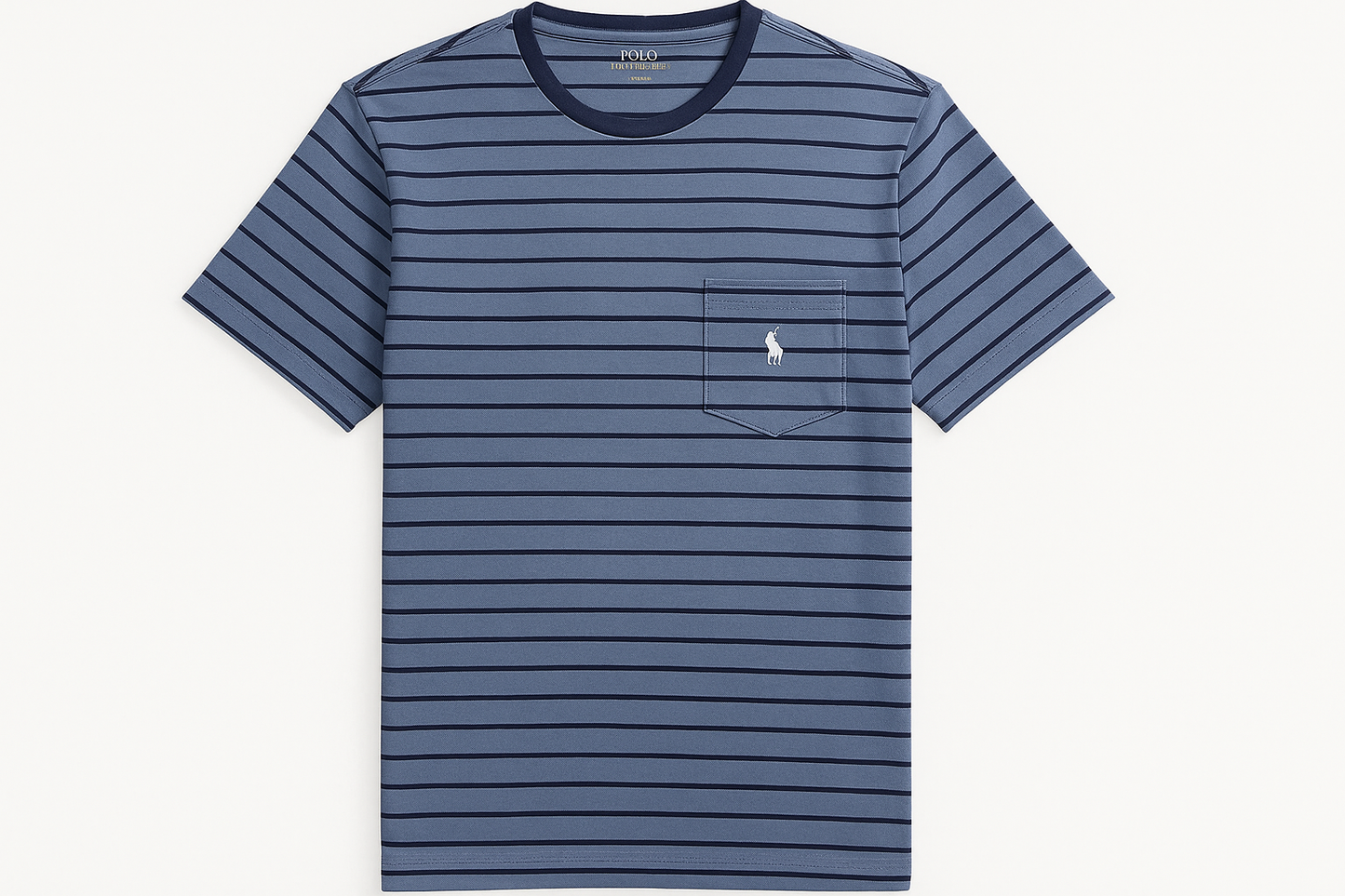Vista frontal con borde del cuello navy