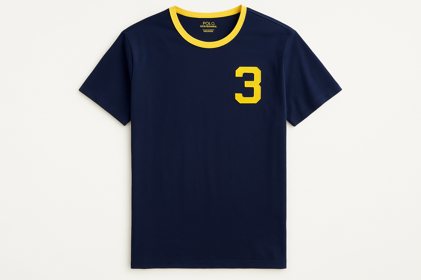 Vista frontal con solo número 3 y sin logos en mangas