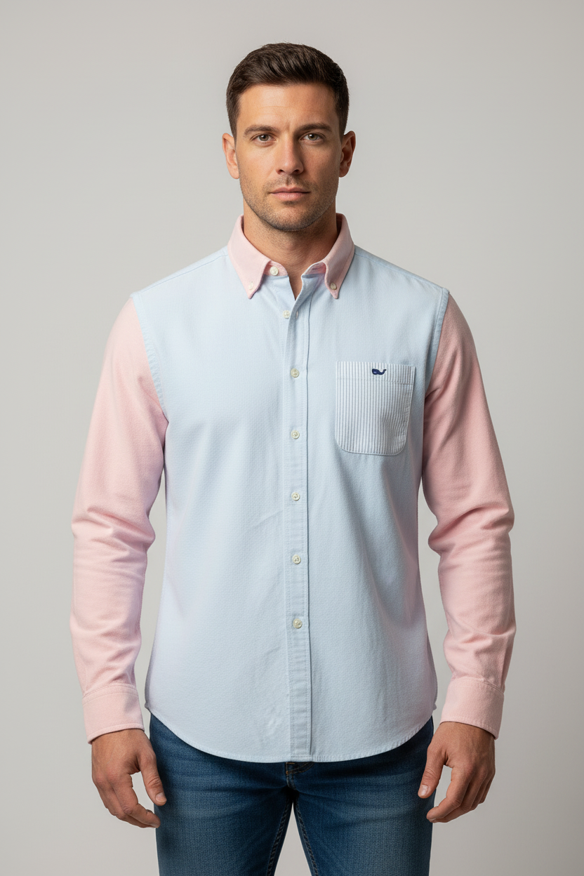 Camisa de botones Vineyard Vines 🐳 Oxford con franjas multicolor Talla M Entalle Slim Fit