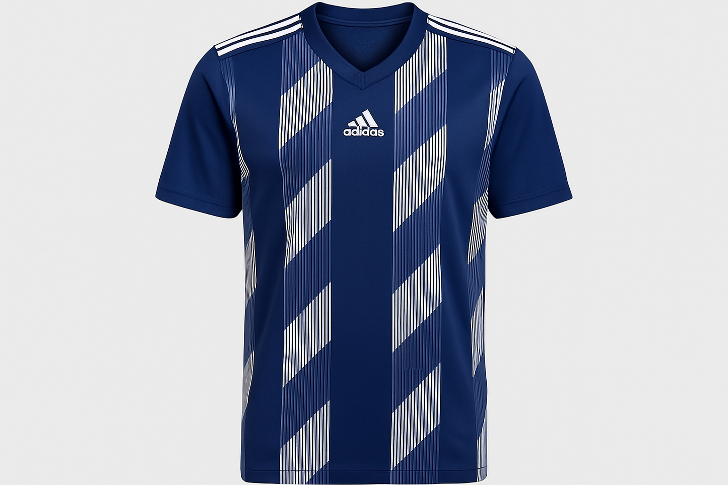 Vista frontal - Jersey Adidas azul con rayas