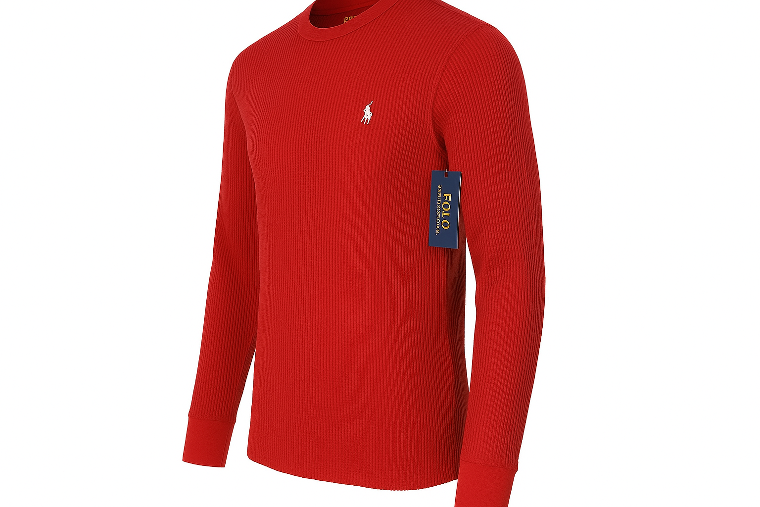 Vista lateral camiseta waffle roja