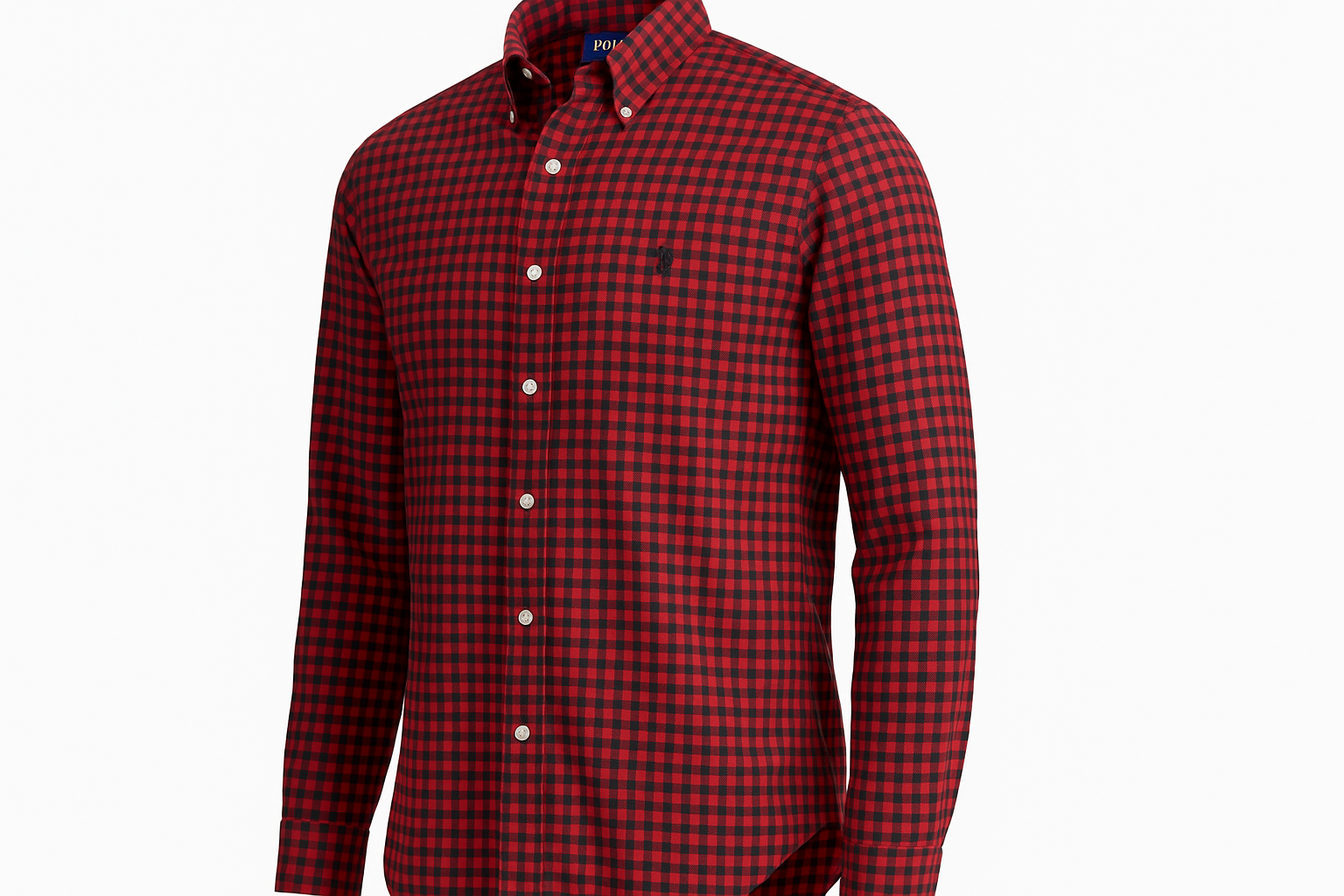 Vista lateral de la camisa gingham