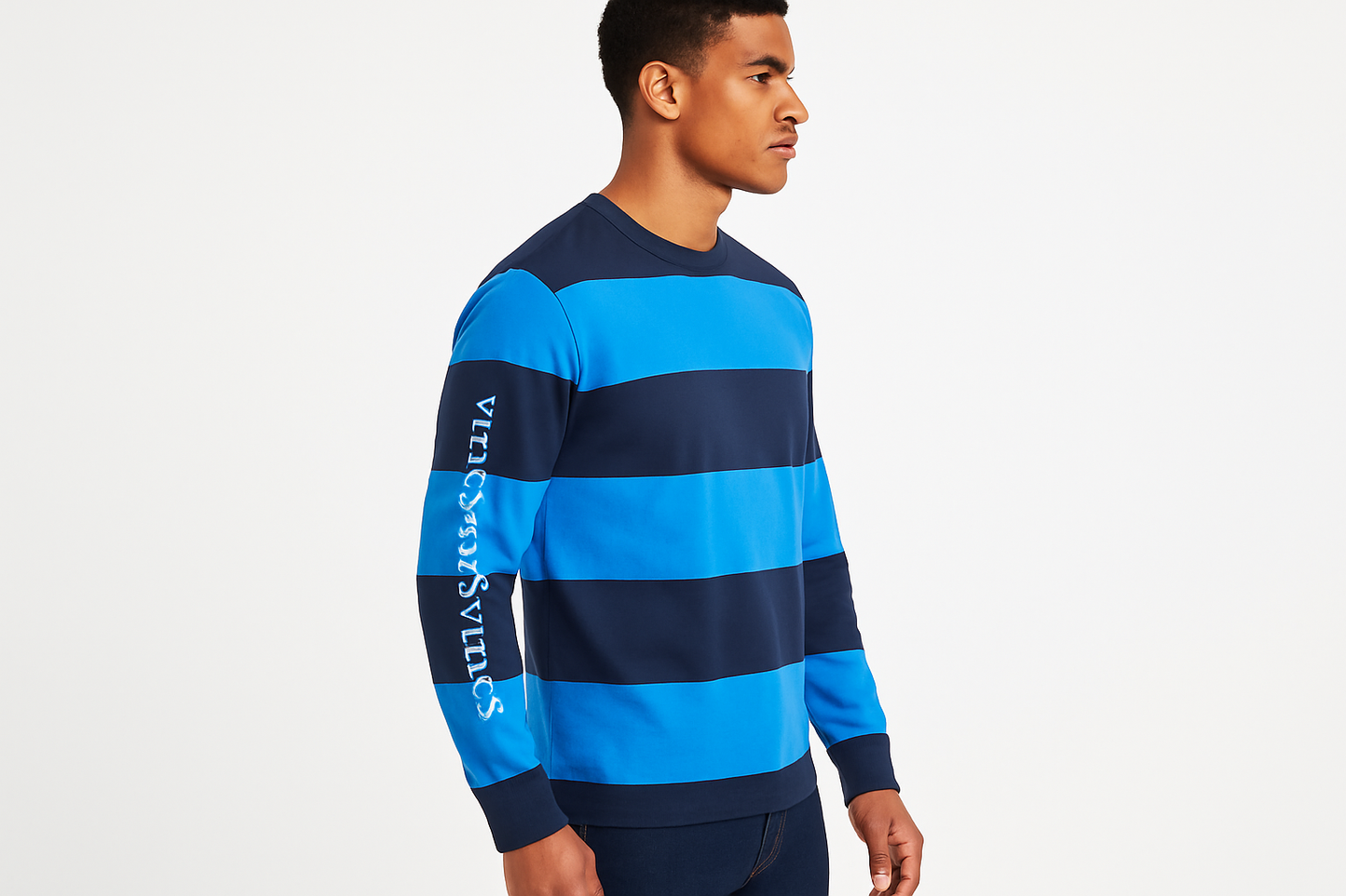 Vista lateral del modelo con rayas anchas