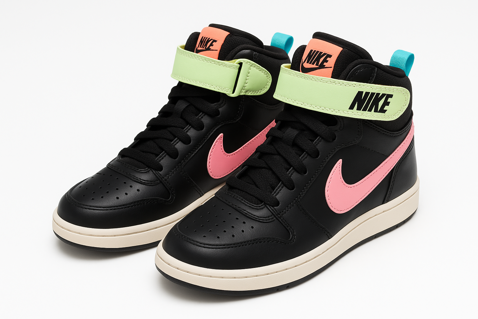 Zapatillas Nike negras con detalles coloridos - fondo limpio