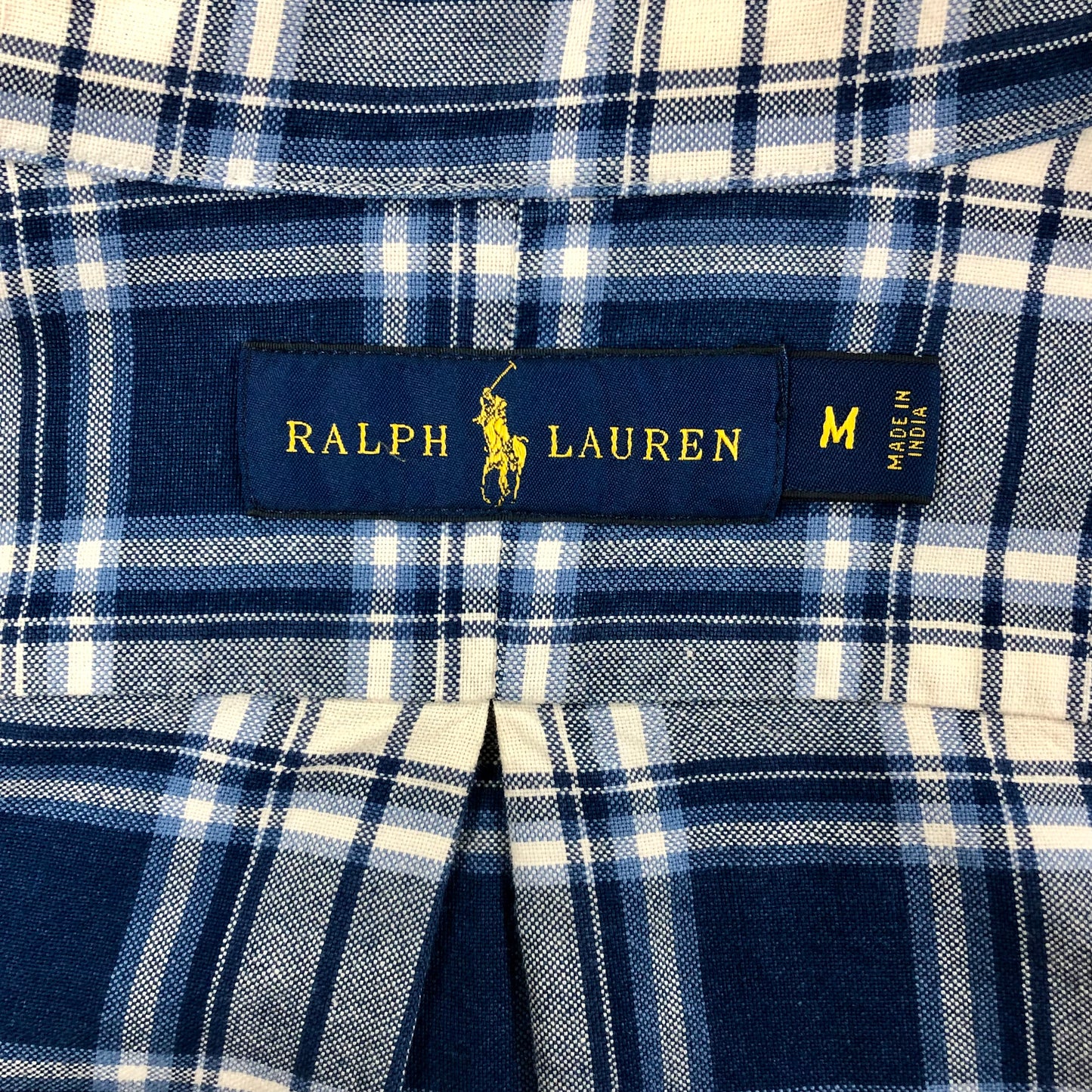 Camisa Polo Ralph Lauren 🏇🏼 con patron de cuadros tartan en color azul y blanco Talla M Entalle Regular