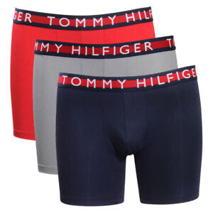 Paquete de 3 Boxers Briefs Tommy Hilfiger 🇺🇸 Tela Micro Rib color Rojo, gris y negro Talla S