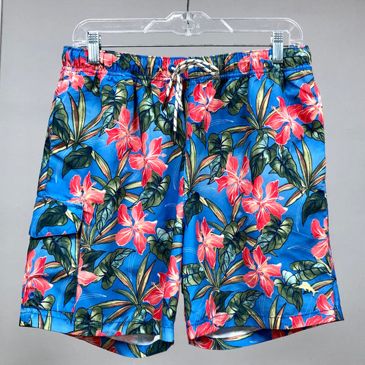 Short de baño Tommy Bahama 🏝 color azul con diseño floral en rojo talla M