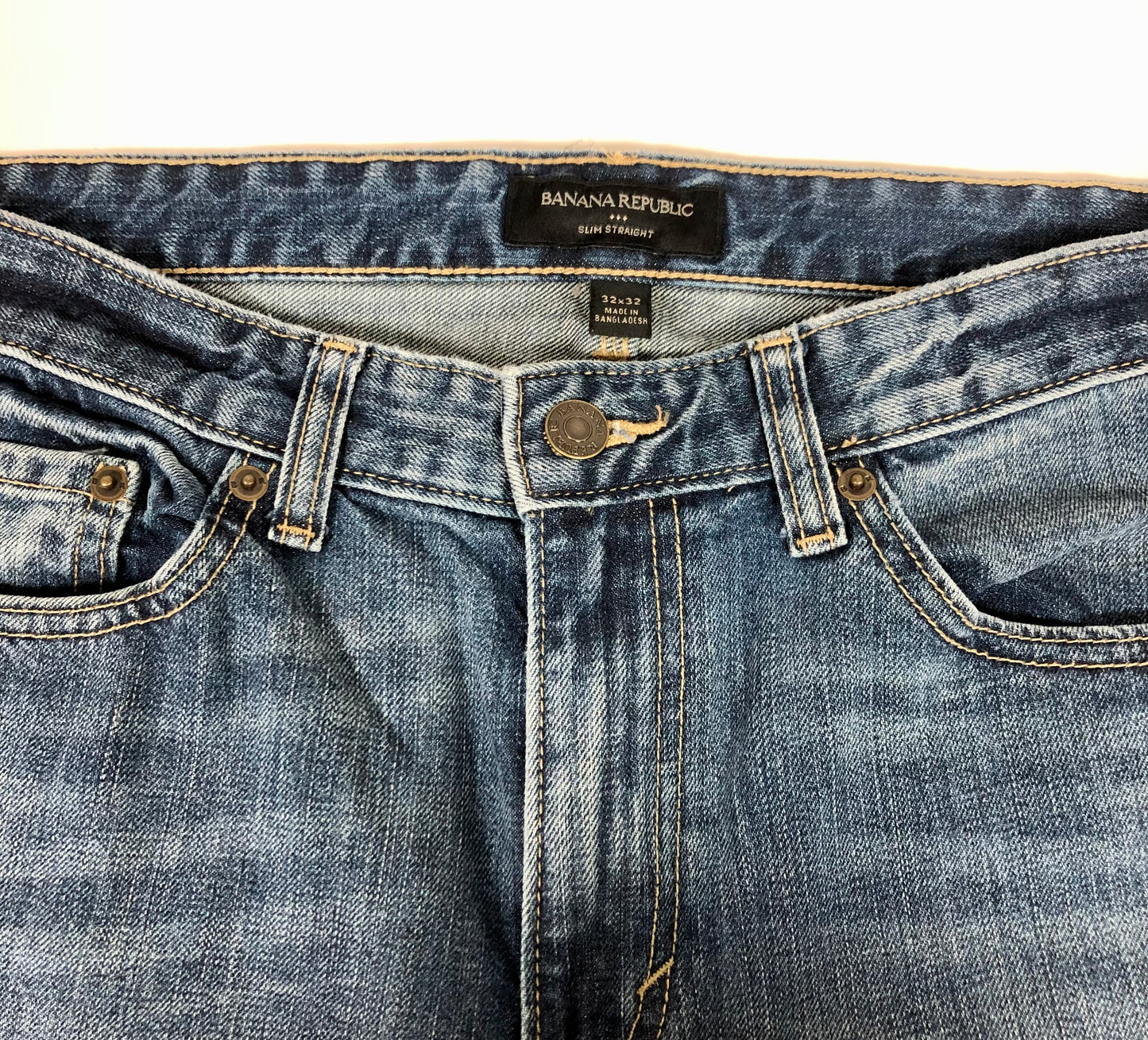 Pantalon jeans color azul denim Banana Republic Talla 32x32 Corte Slim Straight Fit