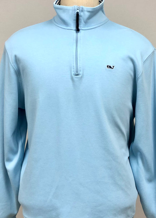 Sueter Jersey Vineyard Vines 🐳 color celeste claro con logo azul navy Talla L Tela algodón Pima