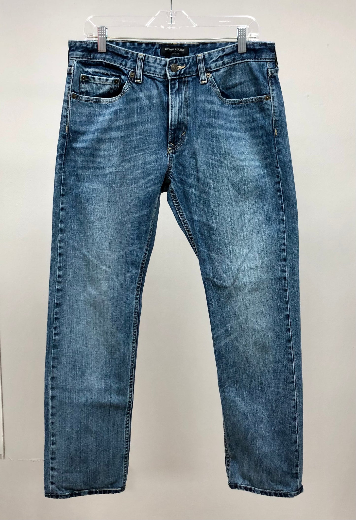 Pantalon jeans color azul denim Banana Republic Talla 32x32 Corte Slim Straight Fit