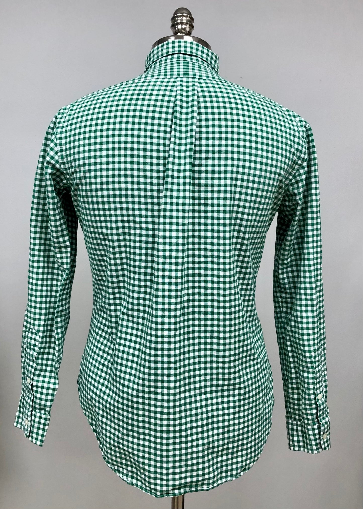 Camisa Polo Ralph Lauren 🏇🏼 con patron de cuadros gingham verde y blanco Talla S Entalle Clásico