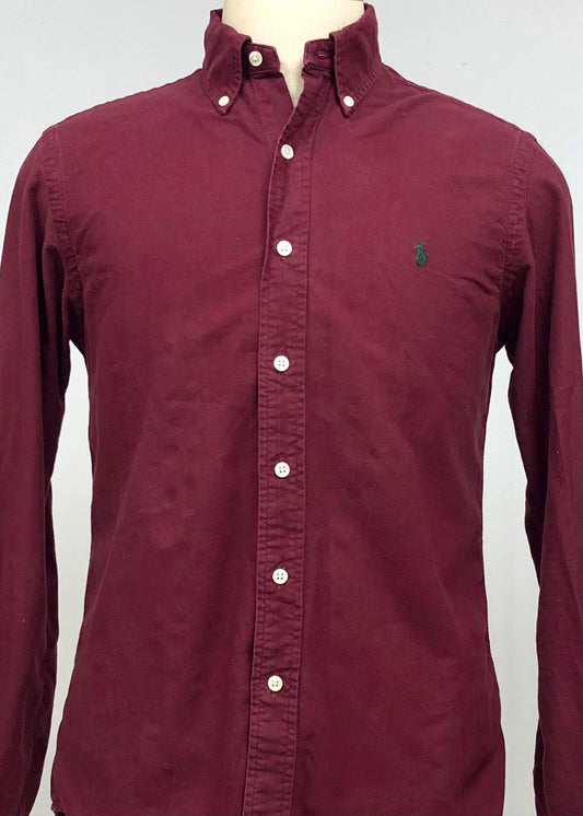 Camisa de botones en color rojo oscuro Oxford Polo Ralph Lauren 🏇🏼 Talla M Entalle Clásico