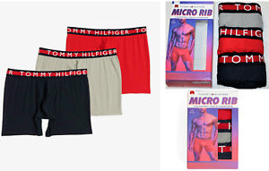 Paquete de 3 Boxers Briefs Tommy Hilfiger 🇺🇸 Tela Micro Rib color Rojo, gris y negro Talla S