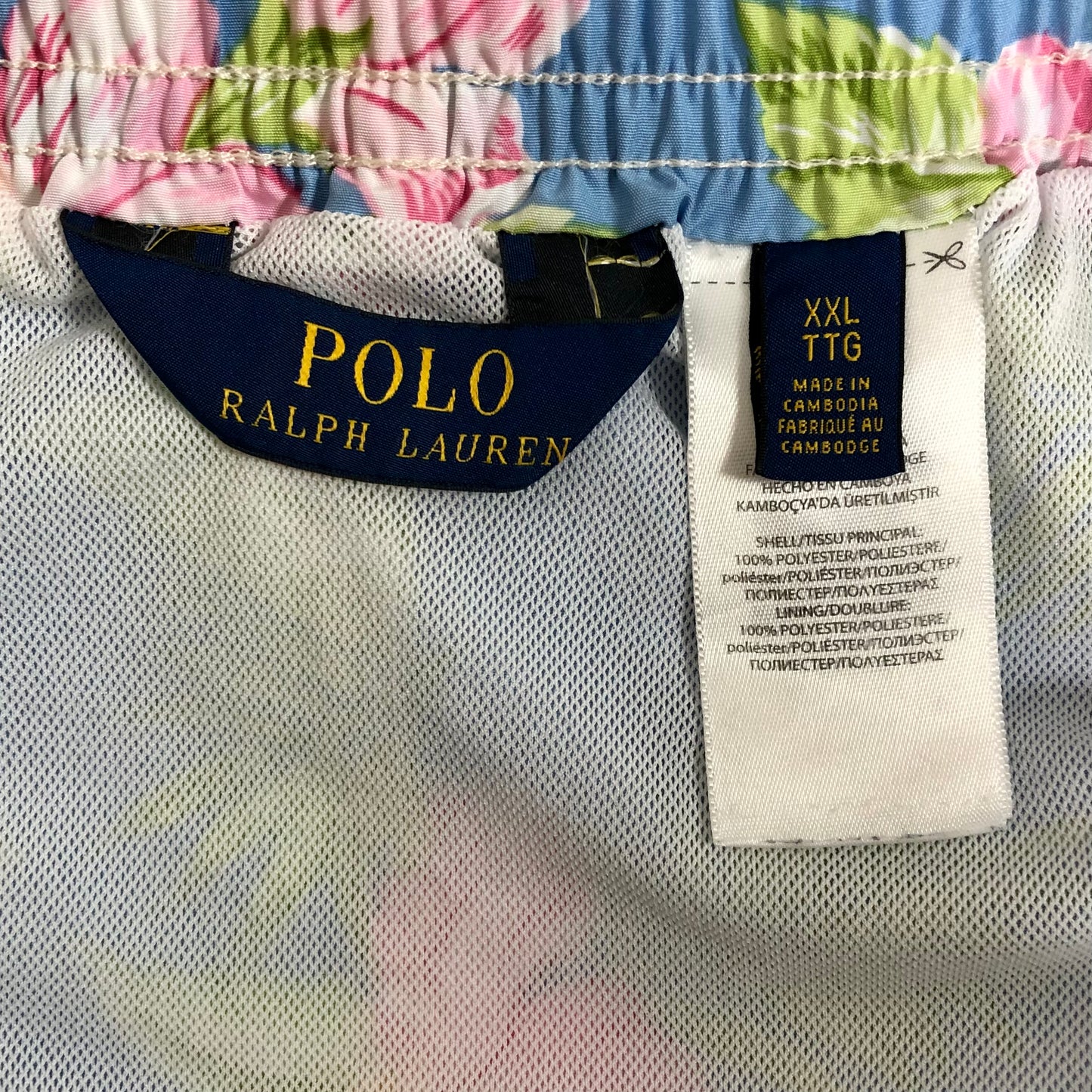 Short de baño Polo Ralph Lauren 🏇🏼color celeste con diseño floral en rosado talla XXL