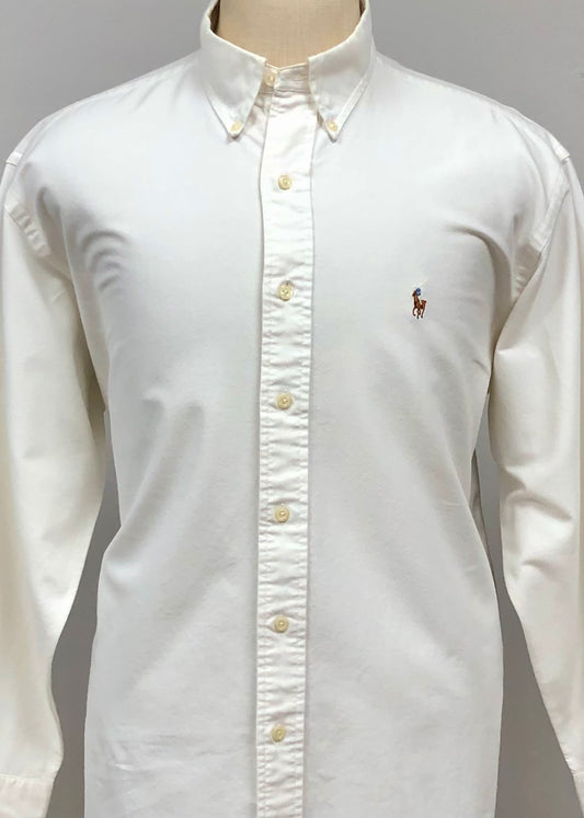 Camisa de botones Polo Ralph Lauren 🏇🏼 Oxford en color blanco Talla XL Entalle Slim Fit