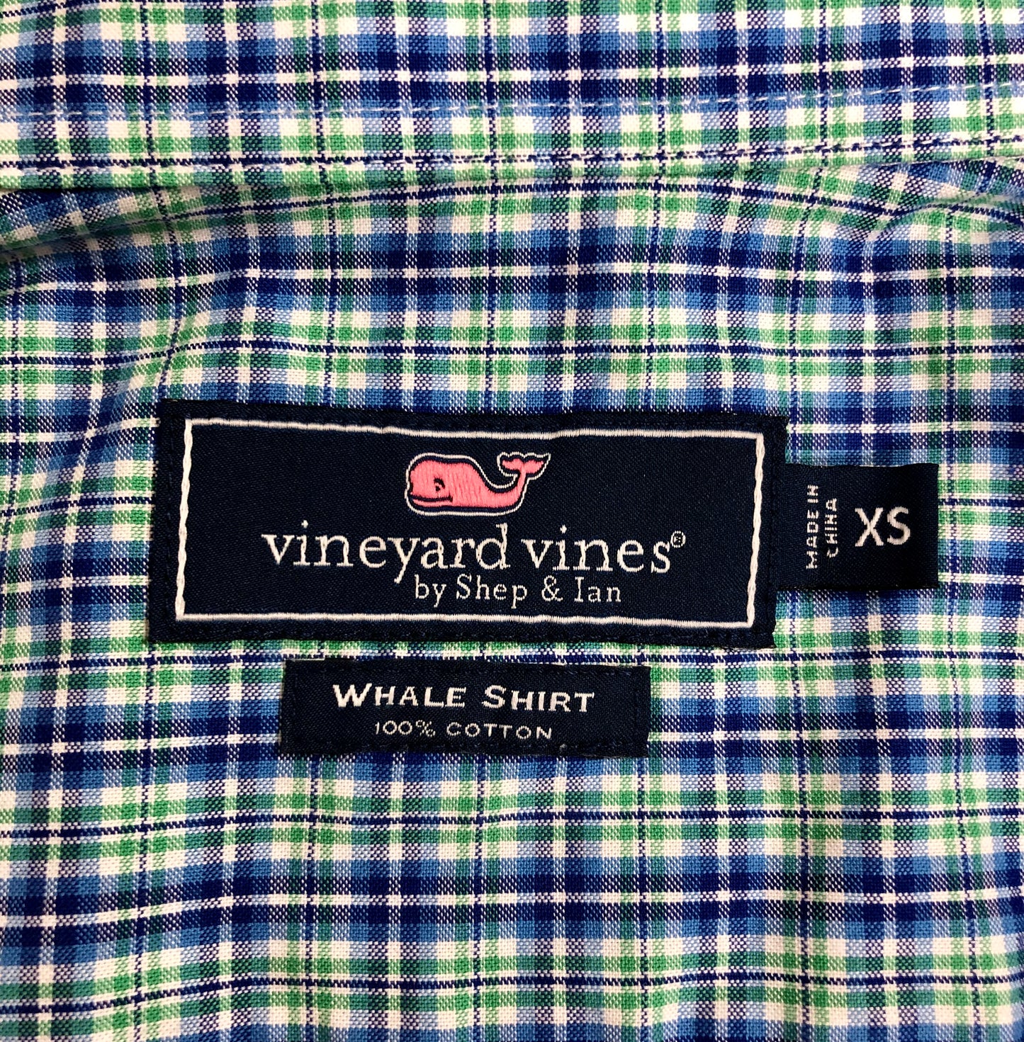 Camisa Vineyard Vines 🐳 con patron de cuadros en azul y verde Talla XS Entalle Regular