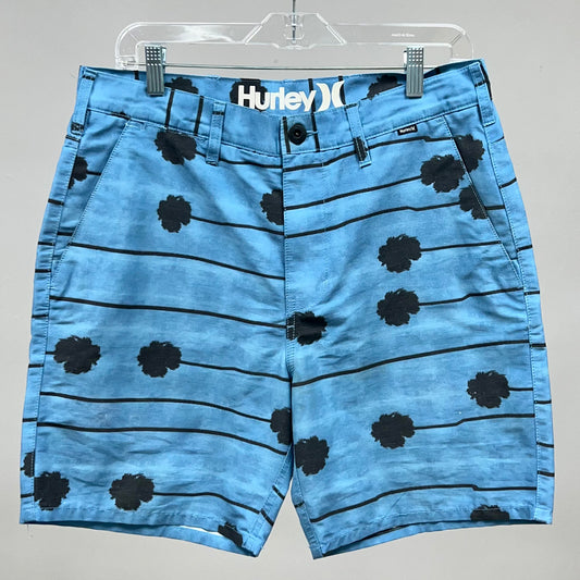 Short Casual Hurley 🏄🏽‍♂️ color Celeste con diseño con palmeras talla 32