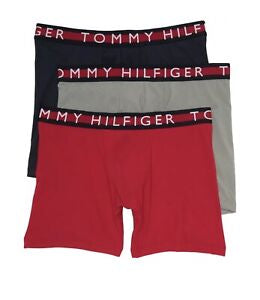 Paquete de 3 Boxers Briefs Tommy Hilfiger 🇺🇸 Tela Micro Rib color Rojo, gris y negro Talla S